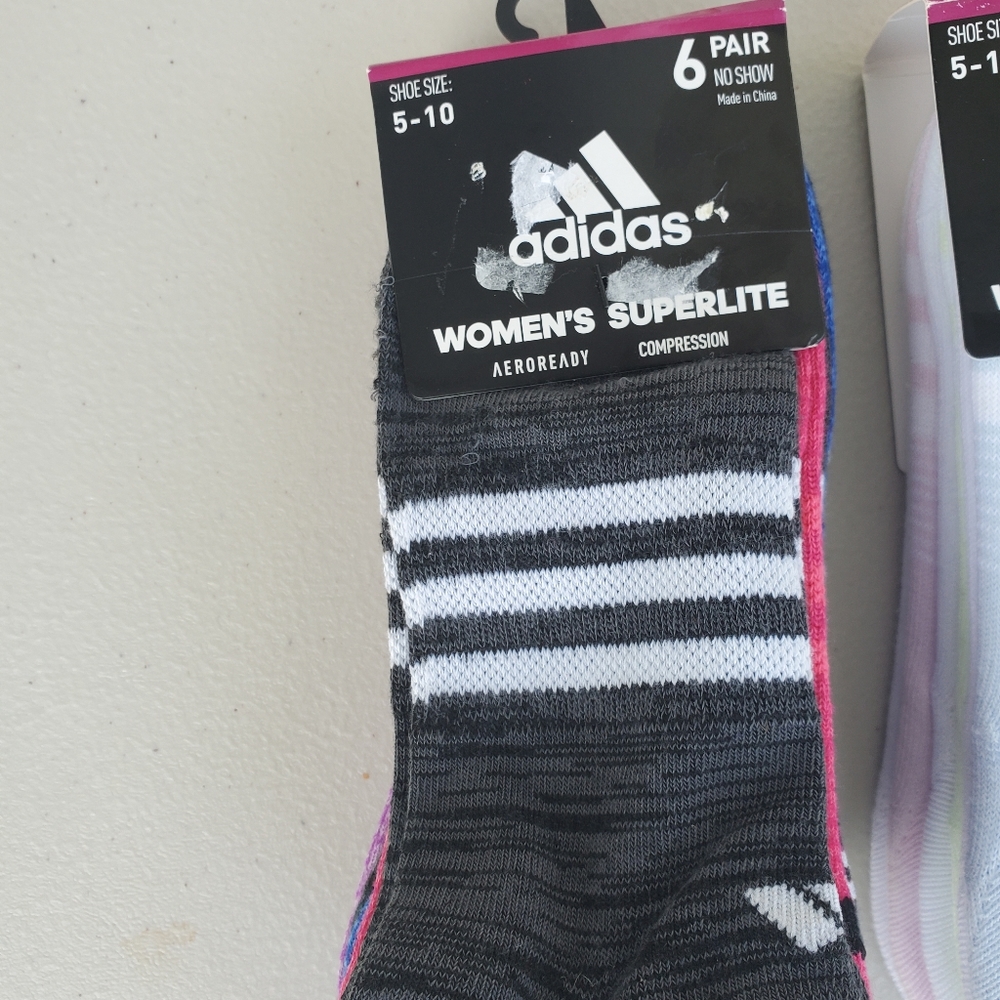 2 Adidas Women's Superlite No Show Socks 6-pair - Picture 4 of 6